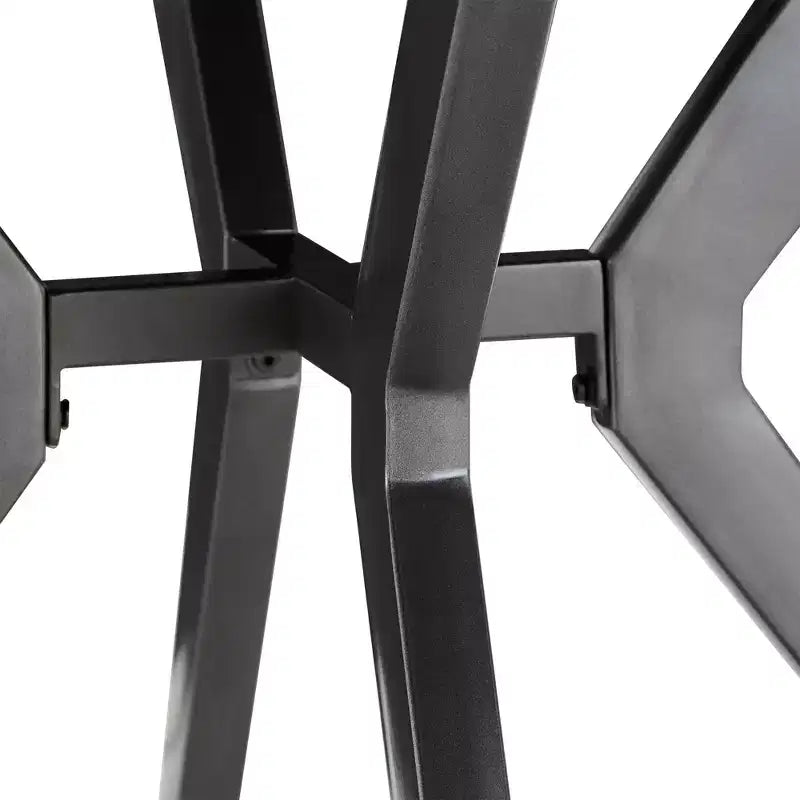 Mesa de comedor redonda para 4 personas con acabado en madera de pino claro/gris y base de metal en gris hierro
