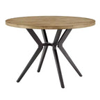 Mesa de comedor redonda para 4 personas con acabado en madera de pino claro/gris y base de metal en gris hierro