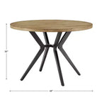 Mesa de comedor redonda para 4 personas con acabado en madera de pino claro/gris y base de metal en gris hierro