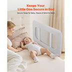 Barandilla para cama de niños pequeños, barandilla de seguridad para camas infantiles con tubo de hierro reforzado y tela Oxford, barandilla lateral de cama de altura ajustable, 1 pieza, gris