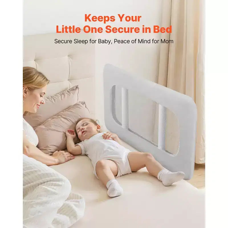 Barandilla para cama de niños pequeños, barandilla de seguridad para camas infantiles con tubo de hierro reforzado y tela Oxford, barandilla lateral de cama de altura ajustable, 1 pieza, gris
