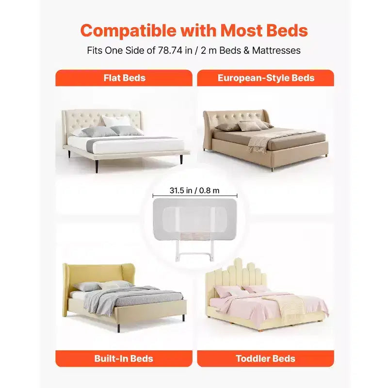 Barandilla para cama de niños pequeños, barandilla de seguridad para camas infantiles con tubo de hierro reforzado y tela Oxford, barandilla lateral de cama de altura ajustable, 1 pieza, gris