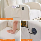Sillón mecedora tapizado moderno para guardería, sillón planeador de bucle con respaldo alto, sillón mecedora con apoyabrazos, para sala de estar, beige