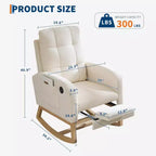 Sillón mecedora tapizado moderno para guardería, sillón planeador de bucle con respaldo alto, sillón mecedora con apoyabrazos, para sala de estar, beige