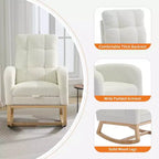 Sillón mecedora tapizado moderno para guardería, sillón planeador de bucle con respaldo alto, sillón mecedora con apoyabrazos, para sala de estar, beige