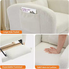 Sillón mecedora tapizado moderno para guardería, sillón planeador de bucle con respaldo alto, sillón mecedora con apoyabrazos, para sala de estar, beige
