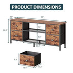 Mueble de TV de 55 pulgadas marrón con 4 cajones para televisores de hasta 60 pulgadas, consola multimedia, centro de entretenimiento, estantes abiertos, almacenamiento para dormitorio o sala de estar
