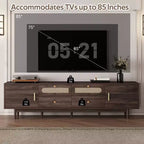 Moderno mueble de TV de madera de 76" con cajones y armario de almacenamiento de ratán