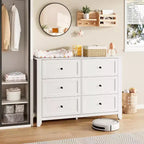 Cómoda de madera negra grande y moderna de 6 cajones, cajones profundos y tiradores metálicos para dormitorio, entrada, pasillo