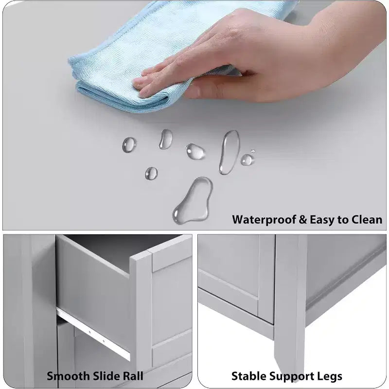 Cómoda de madera negra grande y moderna de 6 cajones, cajones profundos y tiradores metálicos para dormitorio, entrada, pasillo