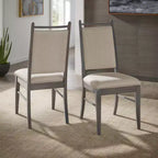 Silla de comedor con estructura de madera y tapizado de tela beige (2 piezas)