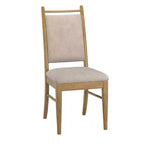 Silla de comedor con estructura de madera y tapizado de tela beige (2 piezas)
