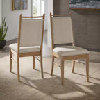 Silla de comedor con estructura de madera y tapizado de tela beige (2 piezas)