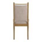 Silla de comedor con estructura de madera y tapizado de tela beige (2 piezas)