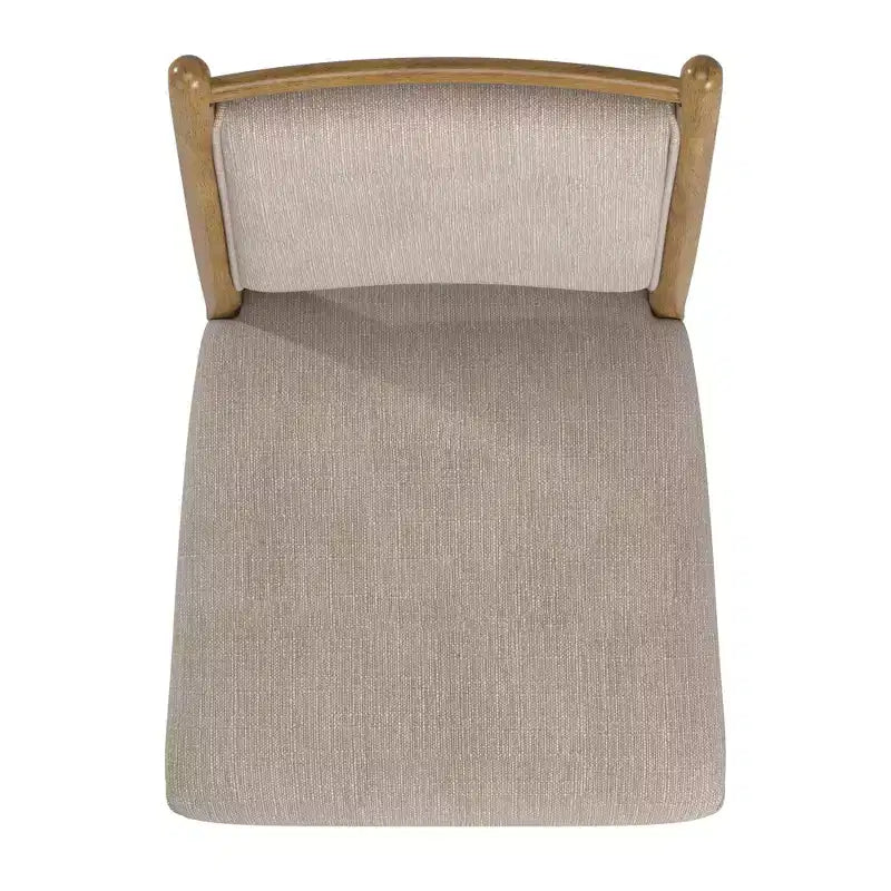 Silla de comedor con estructura de madera y tapizado de tela beige (2 piezas)