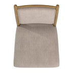 Silla de comedor con estructura de madera y tapizado de tela beige (2 piezas)