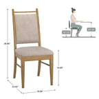 Silla de comedor con estructura de madera y tapizado de tela beige (2 piezas)