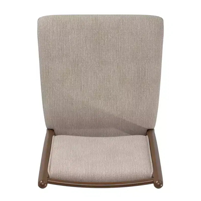 Silla de comedor con estructura de madera y tapizado de tela beige (2 piezas)