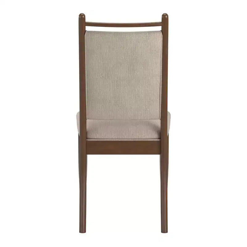 Silla de comedor con estructura de madera y tapizado de tela beige (2 piezas)