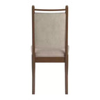 Silla de comedor con estructura de madera y tapizado de tela beige (2 piezas)