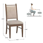 Silla de comedor con estructura de madera y tapizado de tela beige (2 piezas)