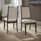 Silla de comedor con estructura de madera y tapizado de tela beige (2 piezas)