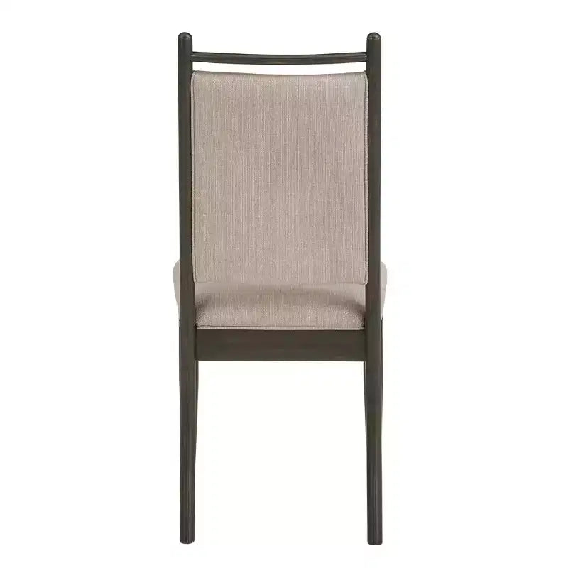 Silla de comedor con estructura de madera y tapizado de tela beige (2 piezas)