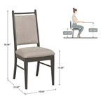 Silla de comedor con estructura de madera y tapizado de tela beige (2 piezas)