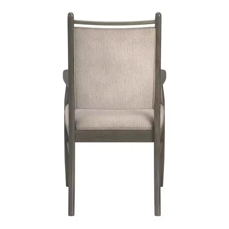 Sillón tapizado beige con acabado de madera (2 piezas)
