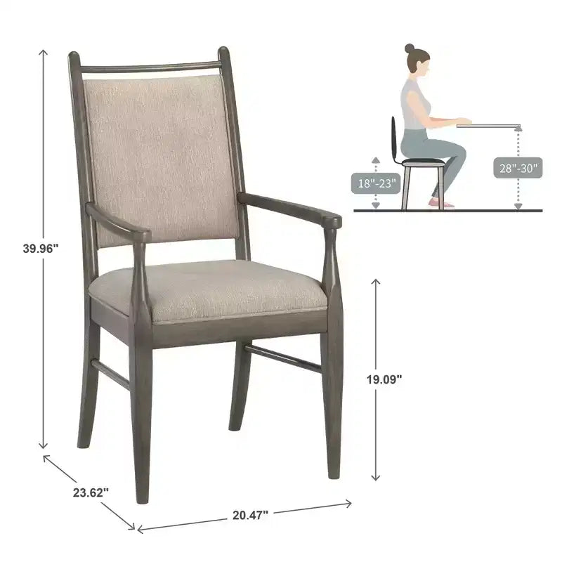 Sillón tapizado beige con acabado de madera (2 piezas)