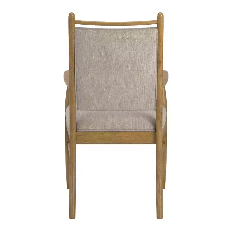 Sillón tapizado beige con acabado de madera (2 piezas)