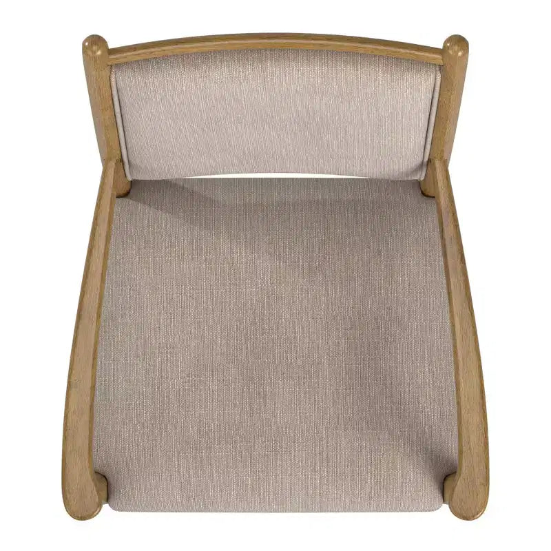 Sillón tapizado beige con acabado de madera (2 piezas)