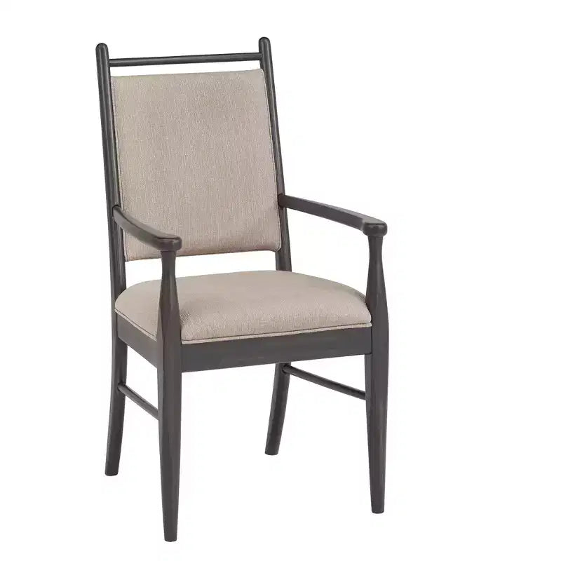 Sillón tapizado beige con acabado de madera (2 piezas)
