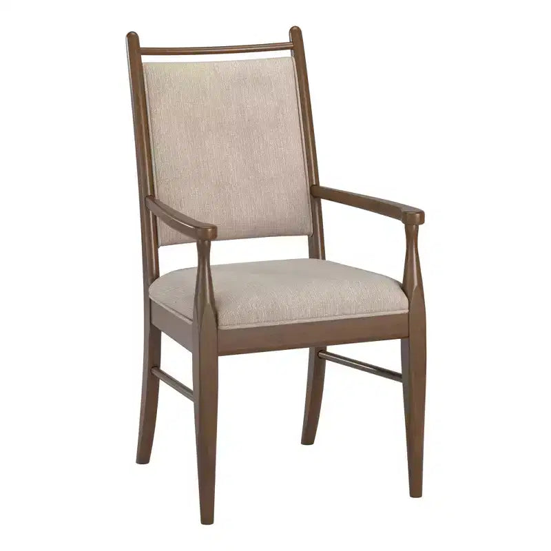 Sillón tapizado beige con acabado de madera (2 piezas)