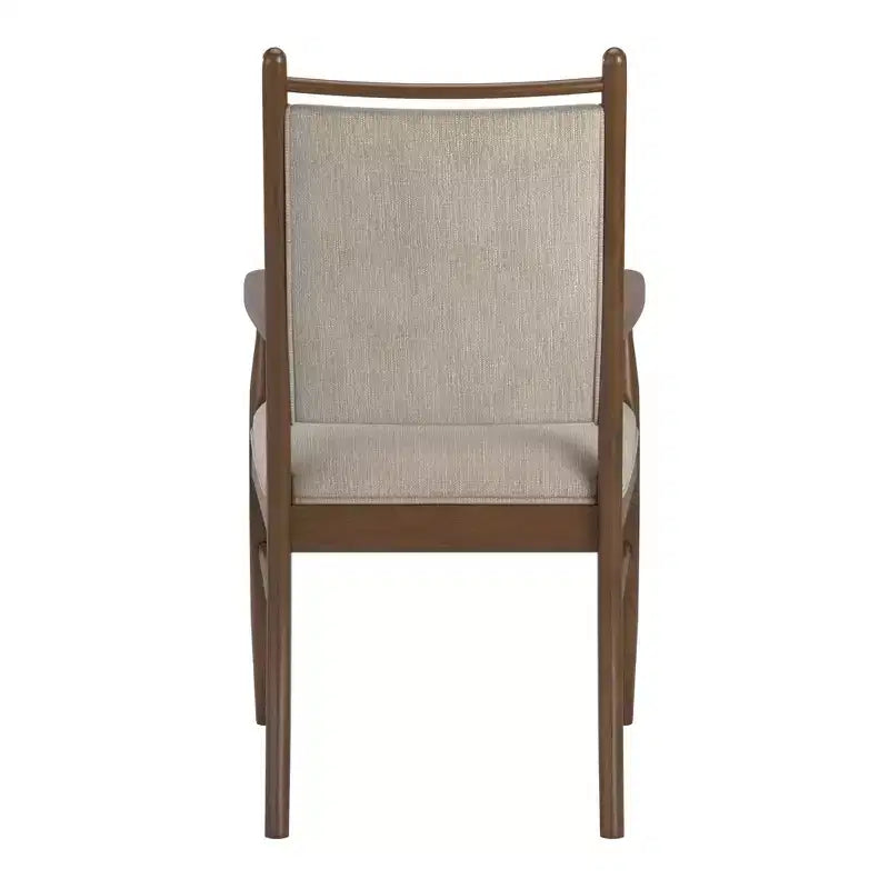Sillón tapizado beige con acabado de madera (2 piezas)