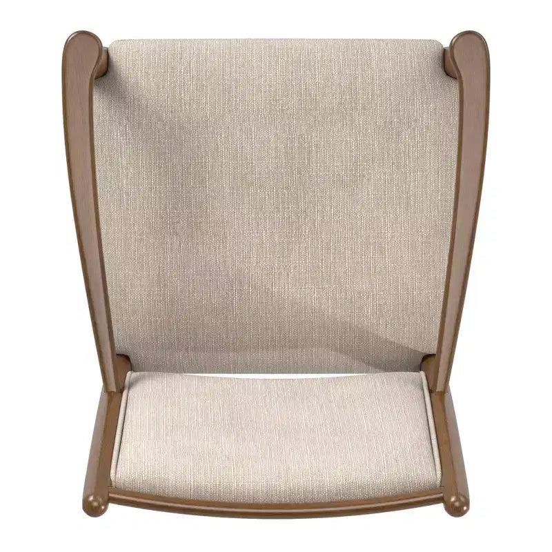 Sillón tapizado beige con acabado de madera (2 piezas)