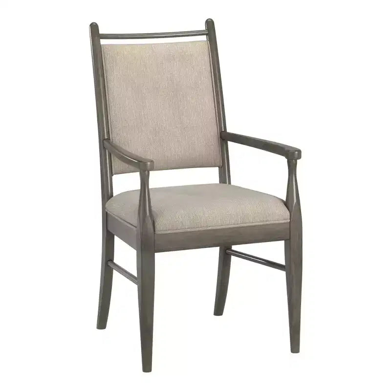 Sillón tapizado beige con acabado de madera (2 piezas)