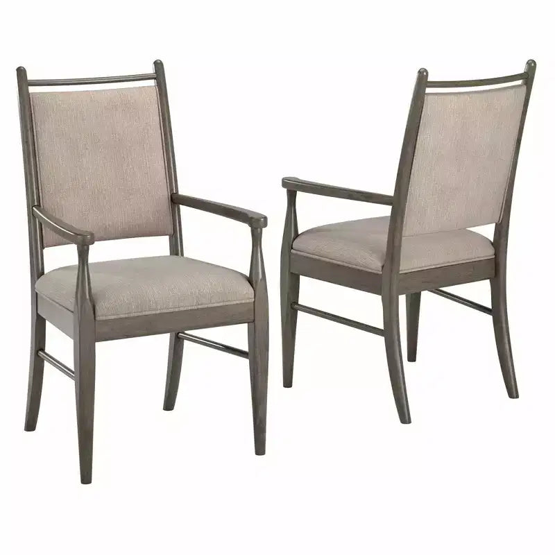 Sillón tapizado beige con acabado de madera (2 piezas)