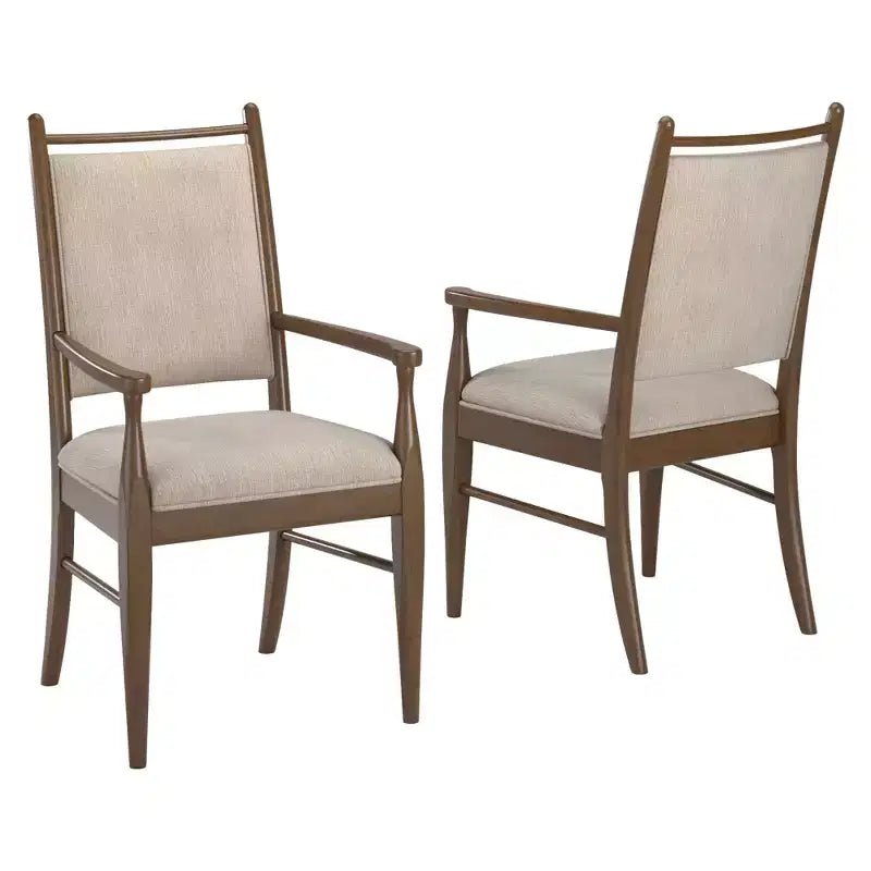 Sillón tapizado beige con acabado de madera (2 piezas)