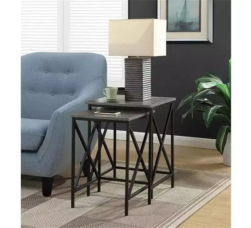 Mesa auxiliar de metal con tapa rectangular de 1 pieza