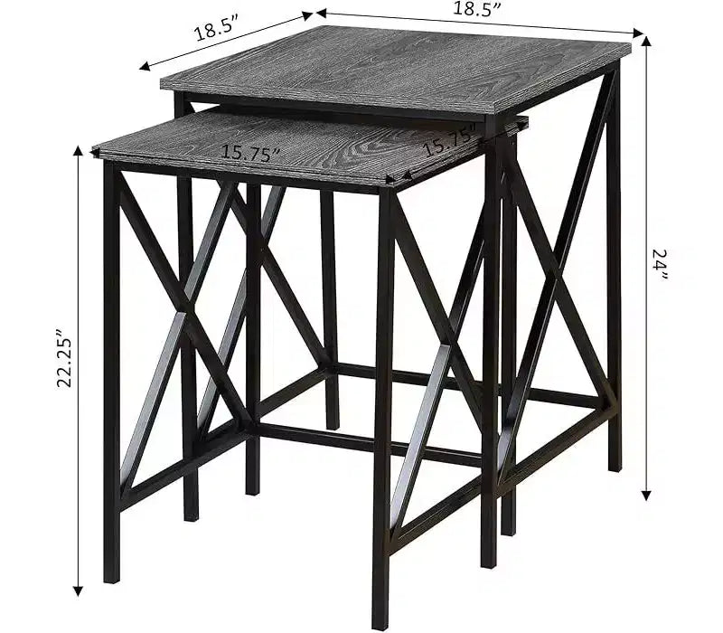 Mesa auxiliar de metal con tapa rectangular de 1 pieza