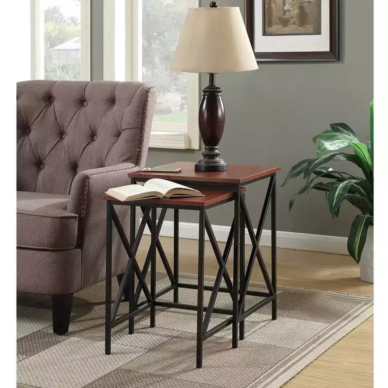 Mesa auxiliar de metal con tapa rectangular de 1 pieza