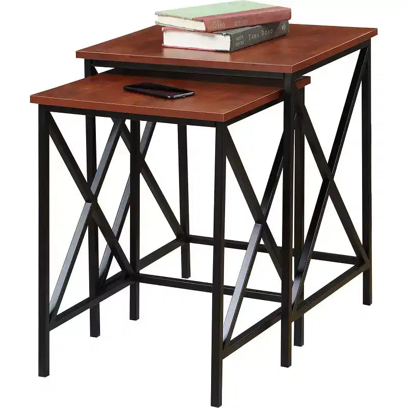 Mesa auxiliar de metal con tapa rectangular de 1 pieza