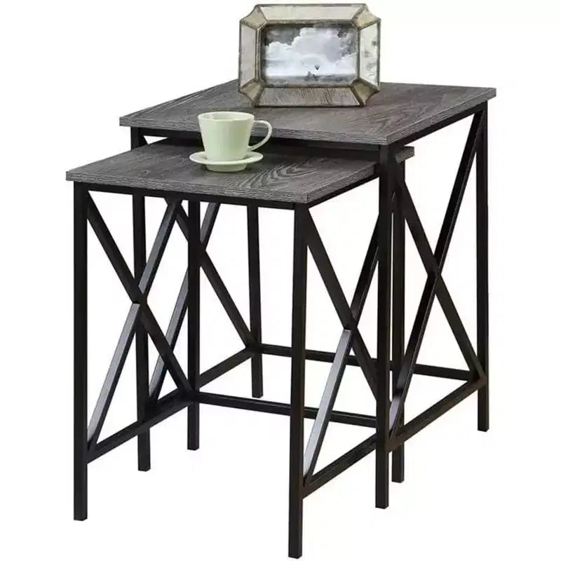 Mesa auxiliar de metal con tapa rectangular de 1 pieza