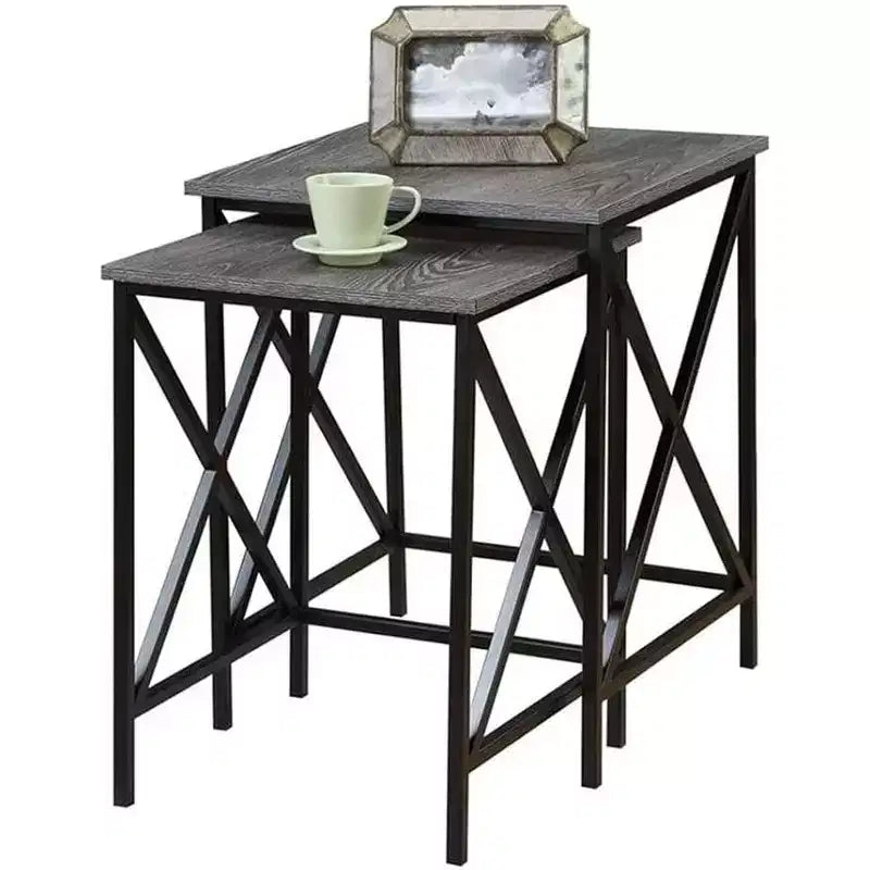 Mesa auxiliar de metal con tapa rectangular de 1 pieza