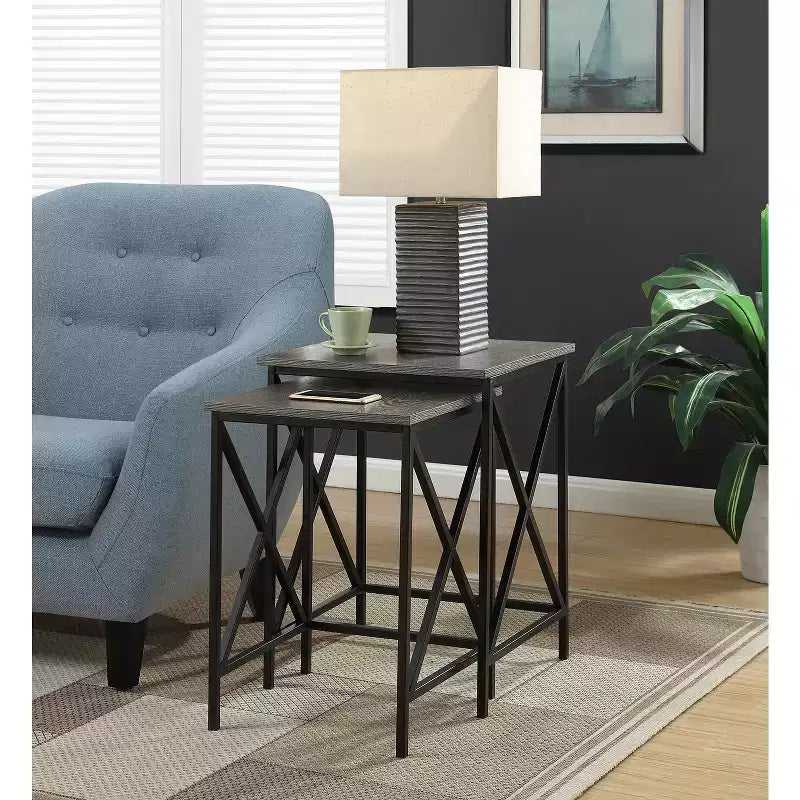 Mesa auxiliar de metal con tapa rectangular de 1 pieza