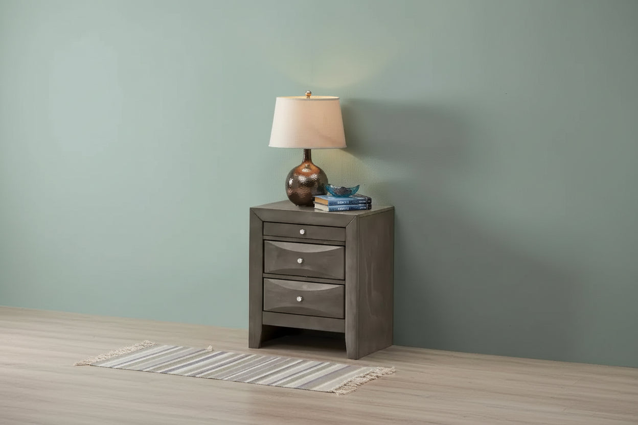 HomeStock Rectangle Cherry Wood Nighstand For Living Room and Bedroom