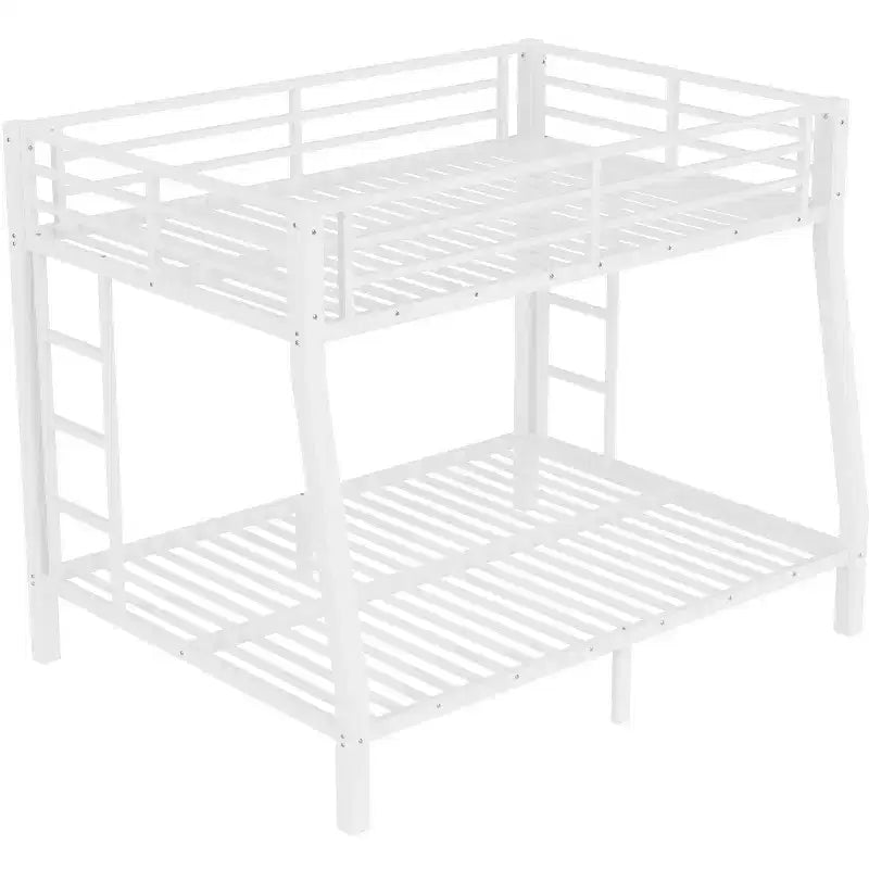 Litera con escalera y barandilla de seguridad, estructura de litera de metal para adolescentes y adultos, no requiere somier