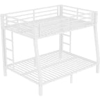 Litera con escalera y barandilla de seguridad, estructura de litera de metal para adolescentes y adultos, no requiere somier