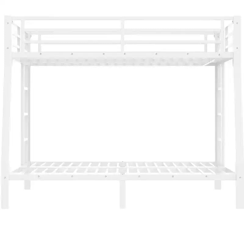 Litera con escalera y barandilla de seguridad, estructura de litera de metal para adolescentes y adultos, no requiere somier